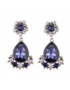 Cercei eleganti Tears in Heaven, picaturi mari de cristal si flori