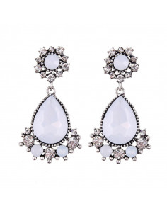 Cercei eleganti Tears in Heaven, picaturi mari de cristal si flori 2