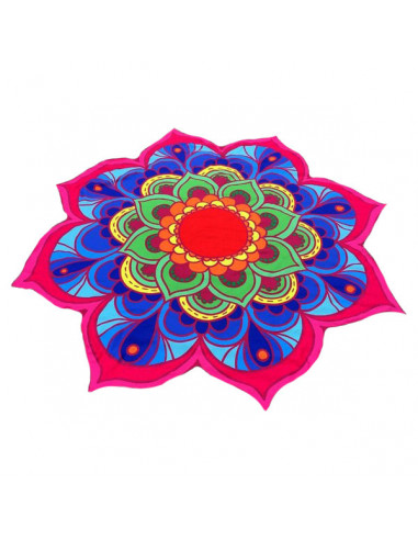 Cearceaf de plaja model floare de lotus cu petale colorate roz/albastru