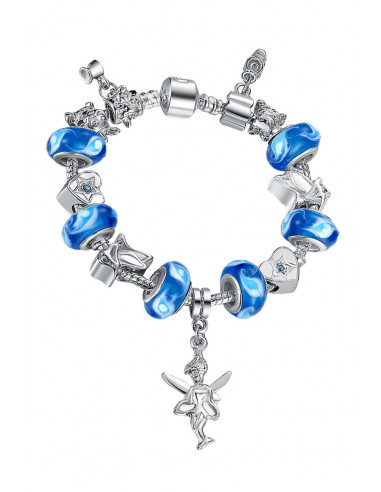 Bratara placata cu argint tip Pandora, Blue Fairy