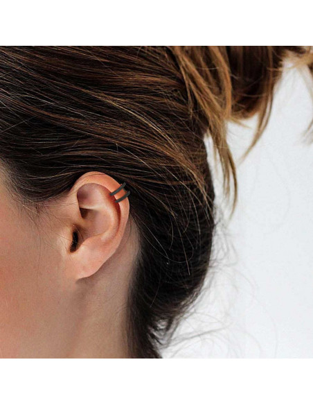 Cercel ear cuff, model dublu cu inele