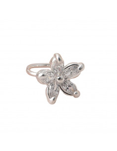 Cercel tip ear cuff, floricica micuta cu cinci cristale