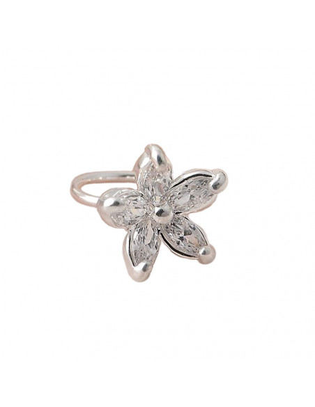 Cercel tip ear cuff, floricica micuta cu cinci cristale