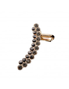 Cercel ear cuff elegant, doua randuri arcuite cu cristale zig zag