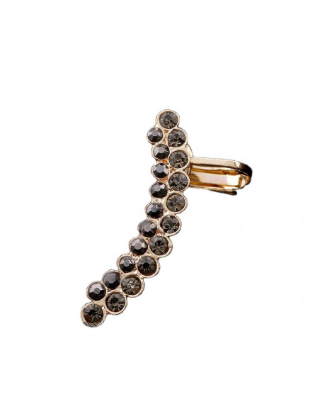 Cercel ear cuff elegant, doua randuri arcuite cu cristale zig zag