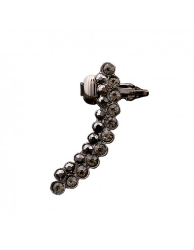 Cercel ear cuff elegant, doua randuri arcuite cu cristale zig zag