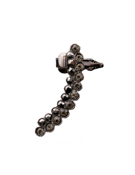 Cercel ear cuff elegant, doua randuri arcuite cu cristale zig zag