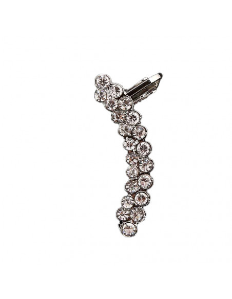 Cercel ear cuff elegant, doua randuri arcuite cu cristale zig zag