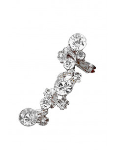 Cercel ear cuff elegant, cu flori mici si cristale rotunde