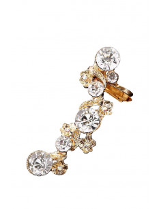 Cercel ear cuff elegant, cu flori mici si cristale rotunde 2