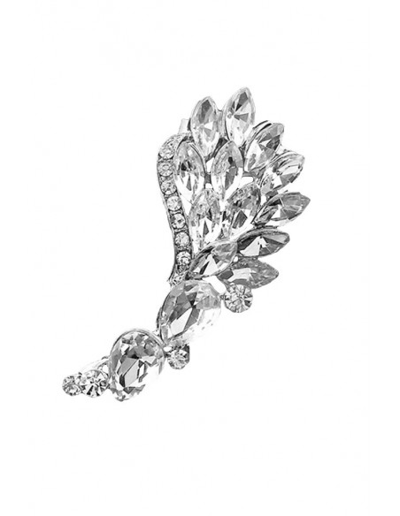 Cercel ear cuff statement, Calla Blossom, cu cristale albe ascutite