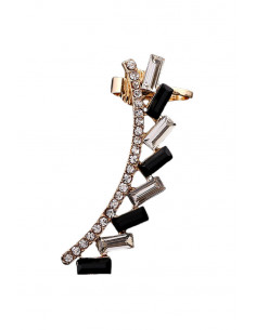 Cercel ear cuff luxury cu cristale albe si negre dreptunghiulare