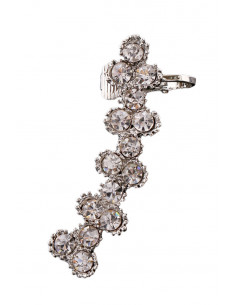 Cercel ear cuff lung, cu cristale rotunde in zig-zag