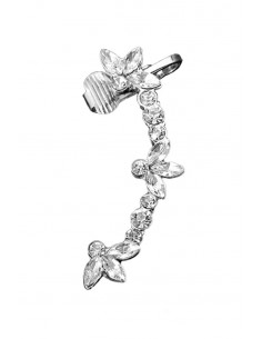 Cercel ear cuff cu cristale si flori cu trei petale