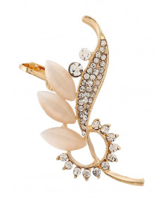 Cercel ear cuff statement, cu cristale albe opace alungite, in forma de floare