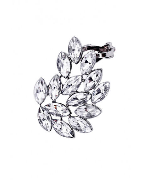Cercel ear cuff statement, Glass Wing, cu cristale albe cat-eye
