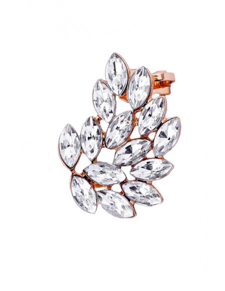 Cercel ear cuff statement, Glass Wing, cu cristale albe cat-eye