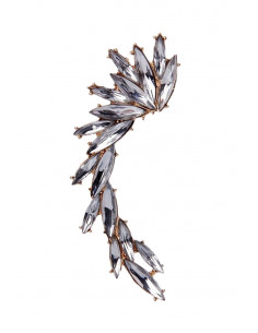 Cercel ear cuff Spike, cu cristale albe ascutite, arcuit pe ureche