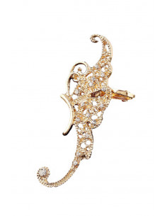 Cercel ear cuff fluture filigranat cu cristale mici si coada arcuita