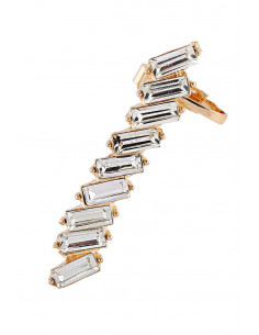 Cercel ear cuff elegant, cu cristale albe dreptunghiulare