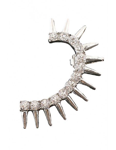 Cercel ear cuff pe toata urechea, cristale albe si tepi