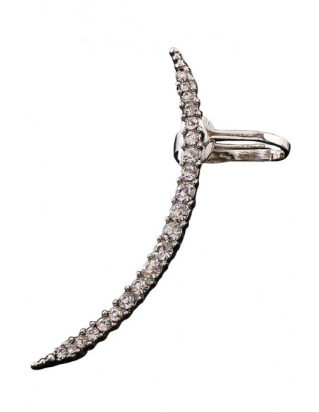 Cercel ear cuff elegant, semiluna minimal cu cristale albe