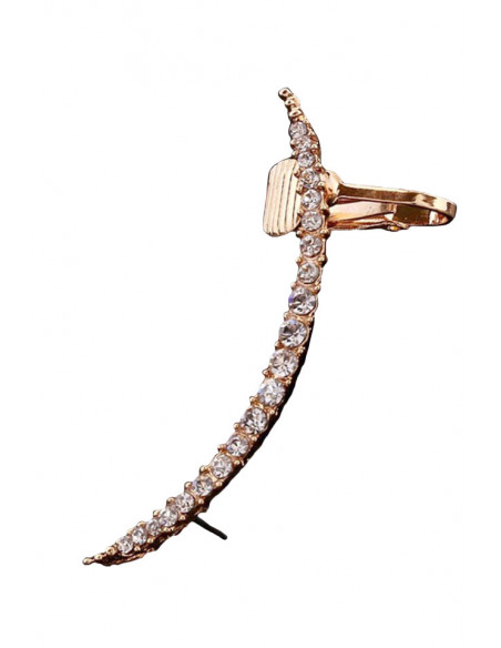 Cercel ear cuff elegant, semiluna minimal cu cristale albe