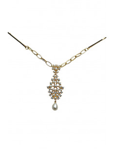 Accesoriu pentru par cu agrafe, auriu cu cristale si perle