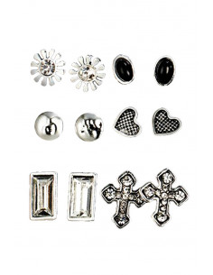 Set 6 perechi de cercei vintage, inimioare, cruci, flori si cristale