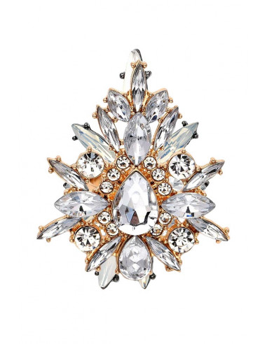 Inel luxury Crystal Cross, cruce stilizata, cu cristale stralucitoare