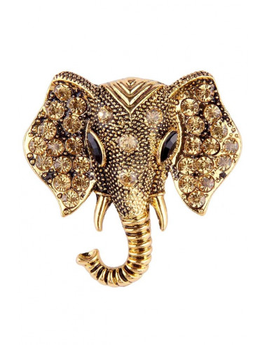 Brosa cap de elefant indian cu cristale pe urechi