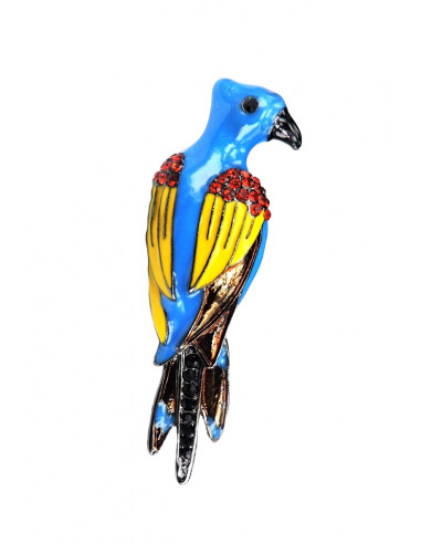 Pin papagal Macaw multicolor cu cristale, metalic, stil hipster