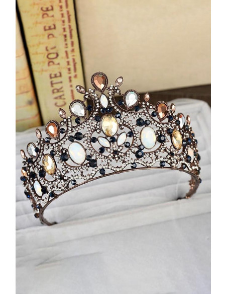Tiara aramie, Queen Alexandra, cristale opalescente, gri si maro