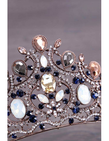 Tiara aramie, Queen Alexandra, cristale opalescente, gri si maro