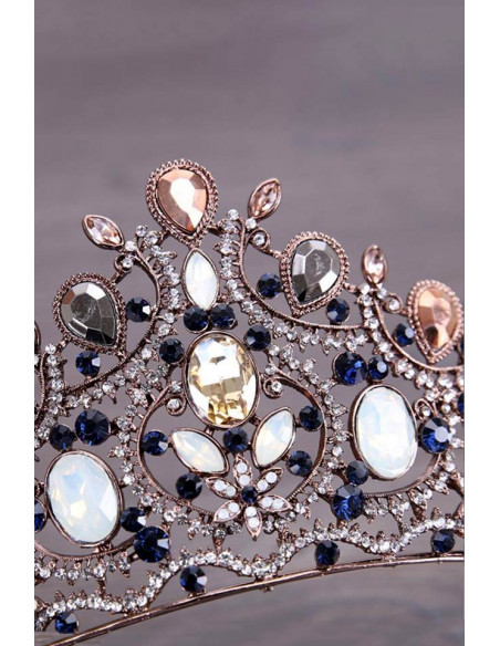 Tiara aramie, Queen Alexandra, cristale opalescente, gri si maro