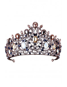 Tiara aramie, Queen Alexandra, cristale opalescente, gri si maro