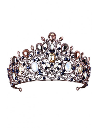 Tiara aramie, Queen Alexandra, cristale opalescente, gri si maro