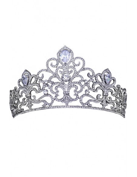 Tiara eleganta Anastasia, model baroc, cristale rotunde si zirconii cubice