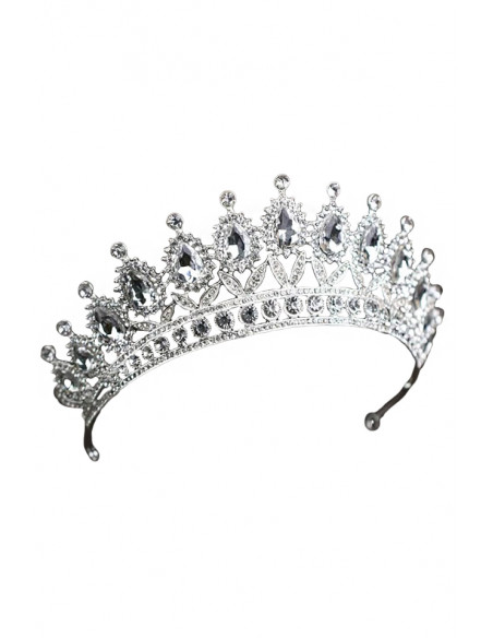 Tiara eleganta Tatiana, model inalt, flori cu frunze si cristale