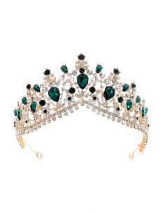 Tiara masiva Lady Jane, cu cristale lacrima si bordura dubla