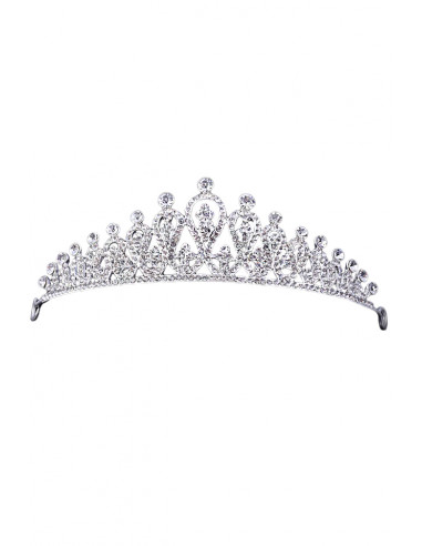 Tiara eleganta Princess Ariel, model delicat cu flori si cristale rotunde albe