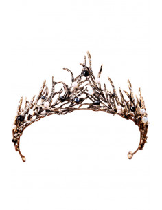 Diadema eleganta Narissa, model cu ramuri cu perle, margelute si cristale