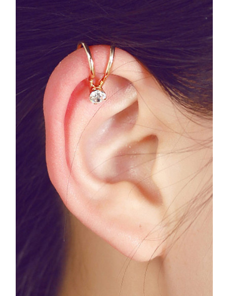 Cercel ear cuff, model simplu cu cristal rotund, foarte mic si delicat