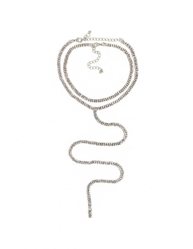 Set 2 coliere choker inguste, sir dublu de cristale, cu fir lung