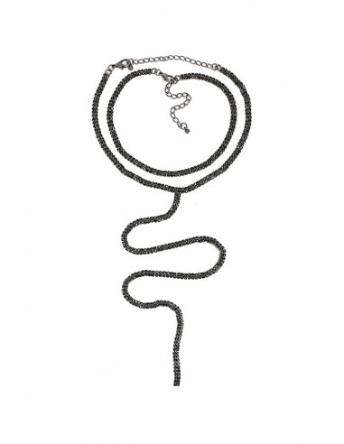 Set 2 coliere choker inguste, sir dublu de cristale, cu fir lung