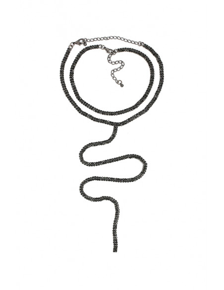 Set 2 coliere choker inguste, sir dublu de cristale, cu fir lung