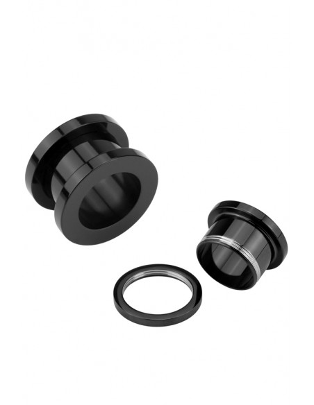 Flesh Tunnel negru cu filet, ear expander, pierce ureche