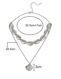 Coliere multilayer cu doua lantisoare, cu scoici metalice 2