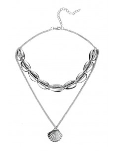 Coliere multilayer cu doua lantisoare, cu scoici metalice