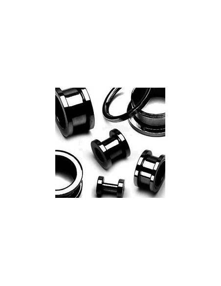 Flesh Tunnel negru cu filet, ear expander, pierce ureche